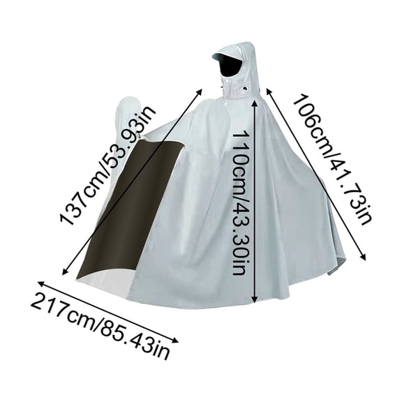 Double Rider Rain Cape Thickened Waterproof Pvc Poncho for Electric Bike Scooter Outdoor Family Travel Protective Rain Gear Cover Grey Xxxxxl