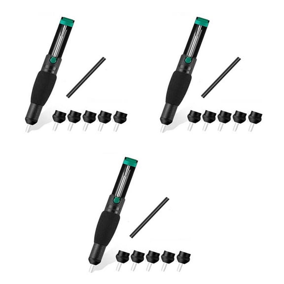 Double Ring Desoldering Suction Pump Plastic Powerful Solder Suction Vacuum Sucker Desolder with Extra 15 Nozzles,3 x Desoldering Pump 15 x Nozzles 3 x hose,Black
