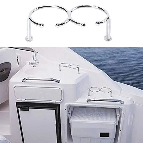 Double Ring Drink Holder Open-Ring Design Marine Boat Rv- Polished Parts Marine Grade Stainless Steel Cup Holder