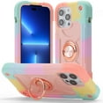 thumbnail image 1 of Double Ring Kickstand Case for iPhone 12 Pro Max for Women Girls, Rugged Hybrid Heavy Duty 3 in 1 phone Case Soft Silicone Hard PC Full Armor Protective Case for iPhone 12 Pro Max, Colorful Rosegold, 1 of 6
