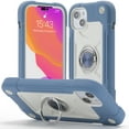 thumbnail image 1 of Double Ring Kickstand Case for iPhone 13 for Women Girls, Rugged Hybrid Heavy Duty 3 in 1 phone Case Soft Silicone Hard PC Full Armor Protective Case for iPhone 13, Blue, 1 of 6