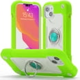 thumbnail image 1 of Double Ring Kickstand Case for iPhone 14 Plus for Women Girls, Rugged Hybrid Heavy Duty 3 in 1 phone Case Soft Silicone Hard PC Full Armor Protective Case for iPhone 14 Plus, Green, 1 of 6
