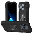 thumbnail image 1 of Double Ring Kickstand Case for iPhone 15 Pro Max for Women Girls, Rugged Hybrid Heavy Duty 3 in 1 phone Case Soft Silicone Hard PC Full Armor Protective Case for iPhone 15 Pro Max, Black, 1 of 6