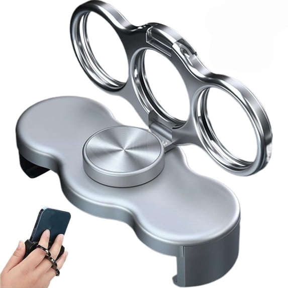 Double-Ring Three-Finger Back Clip Holder, 360° Rotation Secure Three-Finger Back Clip Kickstand, Mobile Grip Multipurpose Foldable Phone Grip Holder