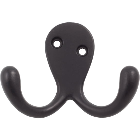 Double Robe Hook, 2-1/8" High, 1" Projection, Matte Black by Stone Harbor Hardware