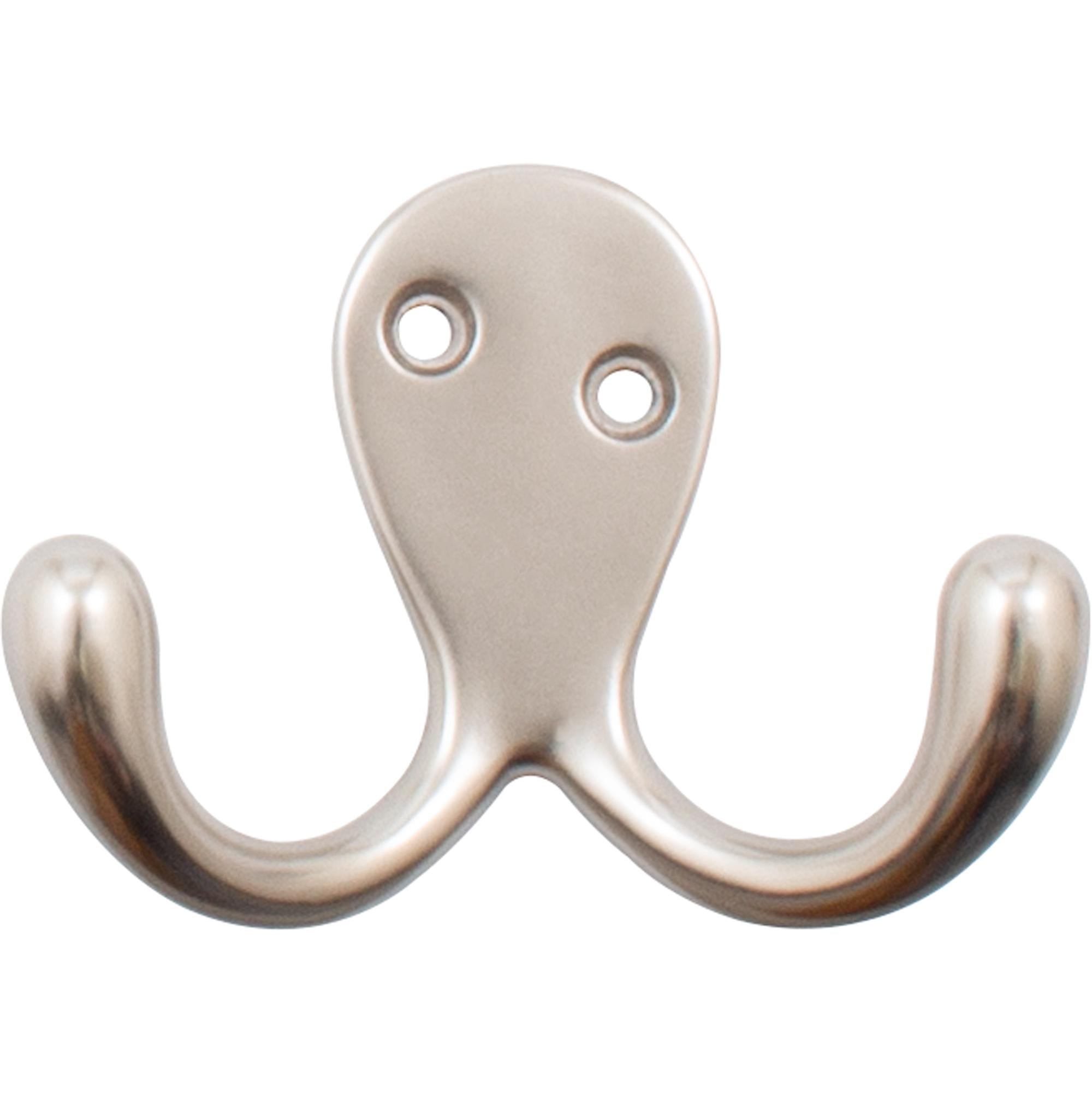 Satin Nickel Double Robe Hook with Mounting Hardware