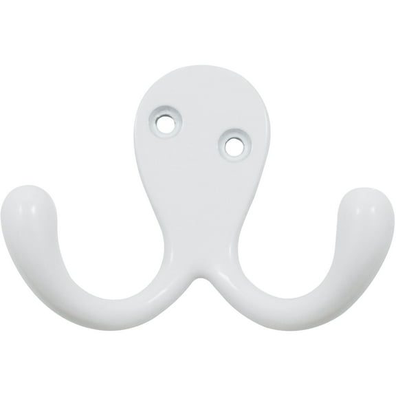 Double Robe Hook, 2-1/8" High, 1" Projection, White by Stone Harbor Hardware