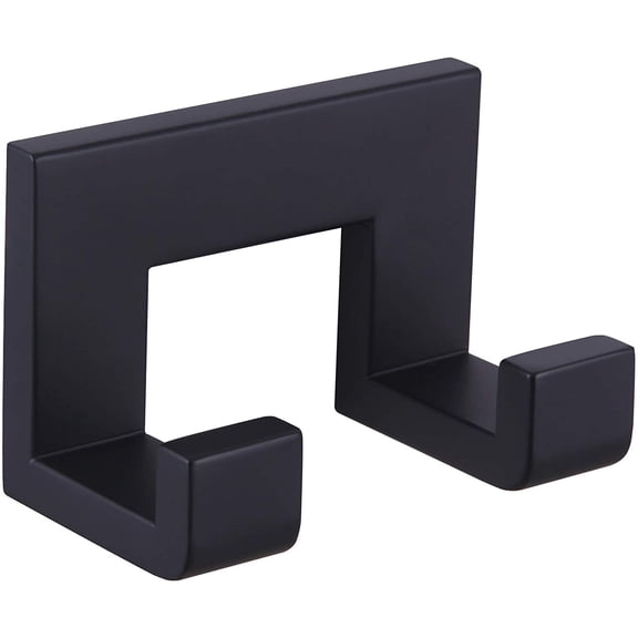 Double Robe Towel Hook Matte Black, SUS 304 Stainless Steel Square L-Shaped Dual Coat Hook, Utility Bath Kitchen Storage Hanger Holder