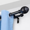 thumbnail image 1 of Double Rod Curtain Rods, 36-72 inches(3-6ft) Adjustable Length, Black Double Curtain Rods with Round Finials, 1" and 3/4" Diameter, Double Window Drapery Rod for Sheer and Blackout Curtains, 1 of 6