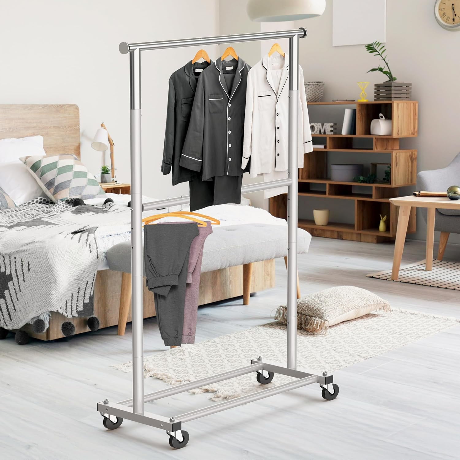 Rube Garment Rack Double Rod Garment Rack, Grey - Walmart.com