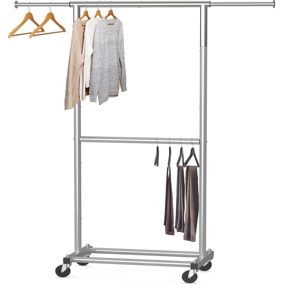 Double Rod Garment Rack, Grey