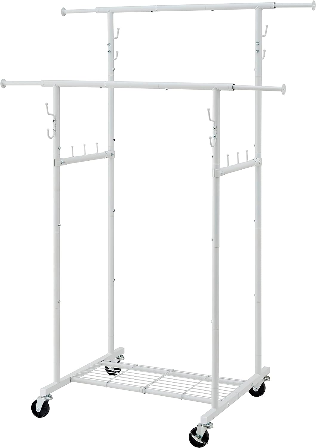 Double Rod Garment Rack, Heavy Duty Clothes Rack, Metal Garment Rack