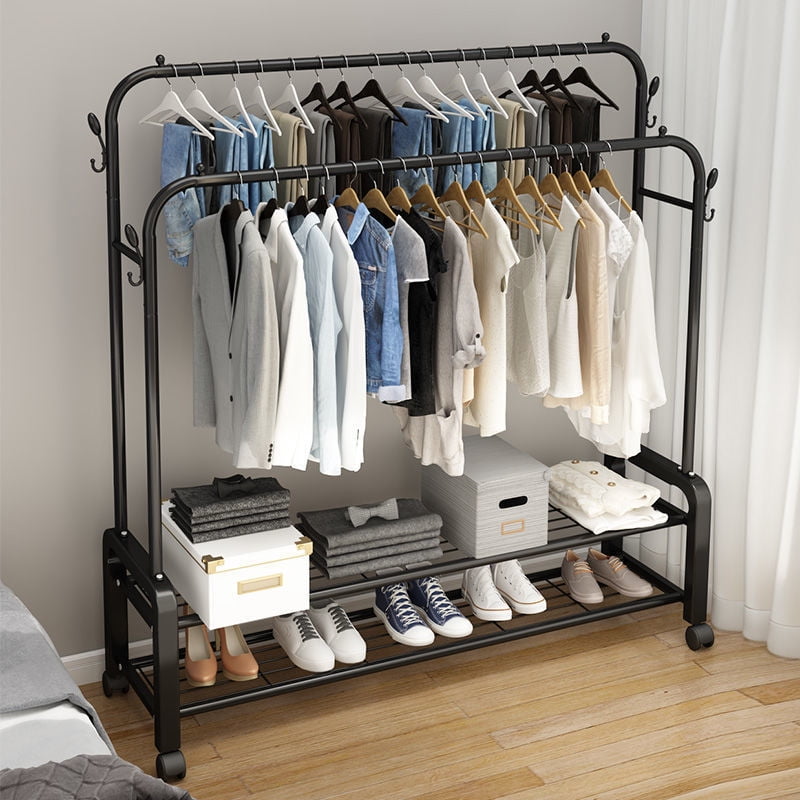 Double Rod Hanging Rack , Multi-functional Heavy Duty Clothes Storage ...