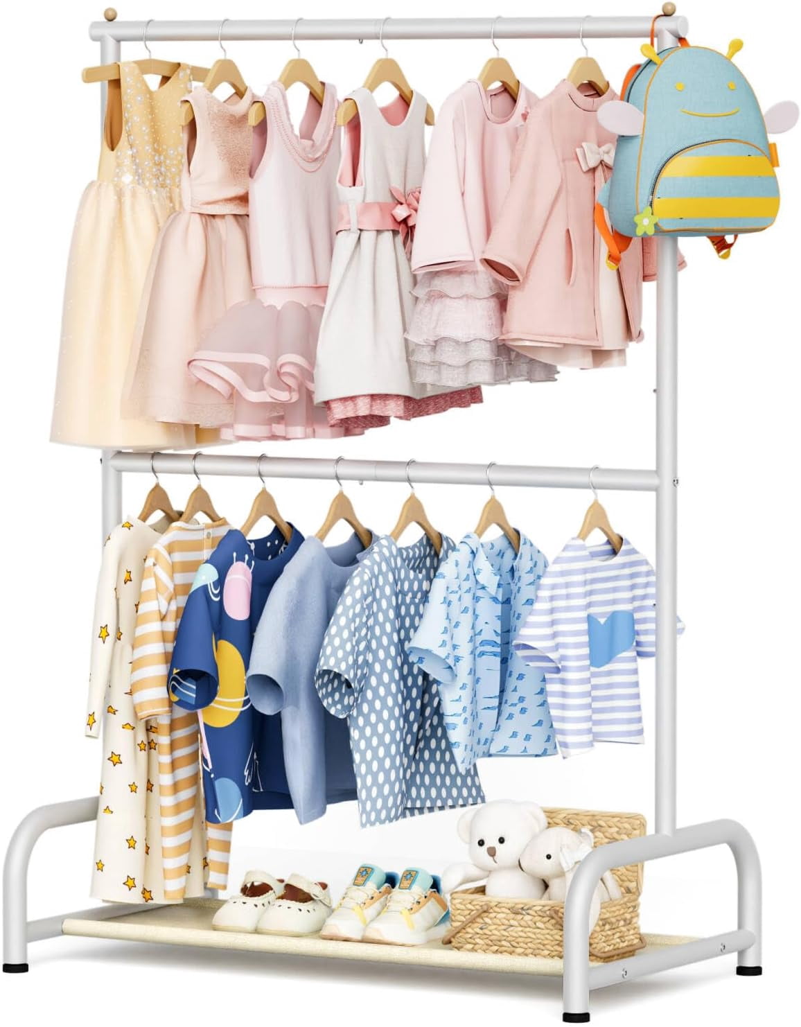 Double Rod Kids Clothing Rack for Hanging Clothes, Small Dress up ...