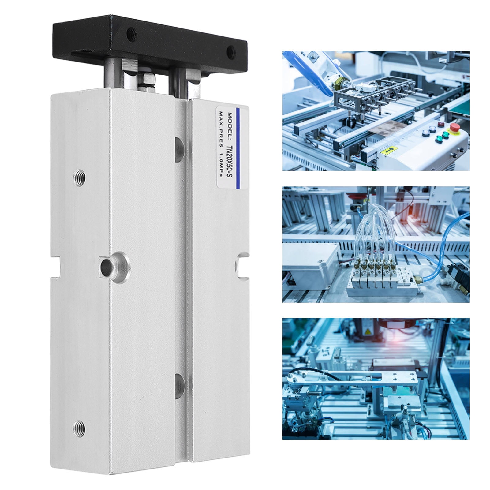 Double Rod Pneumatic Air Cylinder, M5x0.8mm Dual Shaft Air Cylinder For