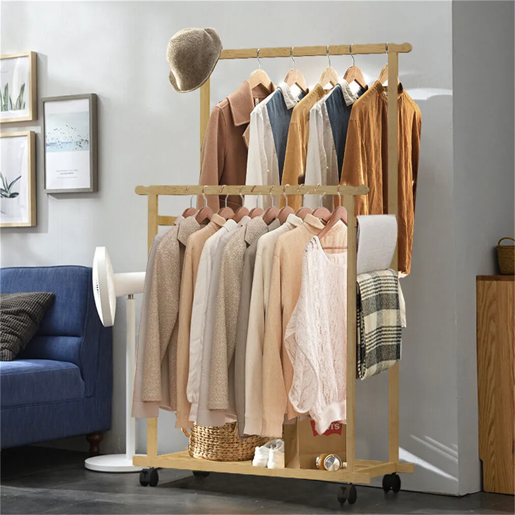 Double Rod Rolling Clothes Rail Clothes Trouser Rack Drying Rack ...