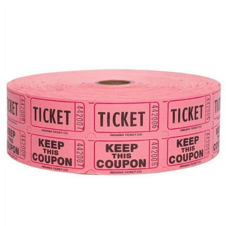Double Roll Tickets - Pink - 50/50 Raffle Tickets - 2 Part