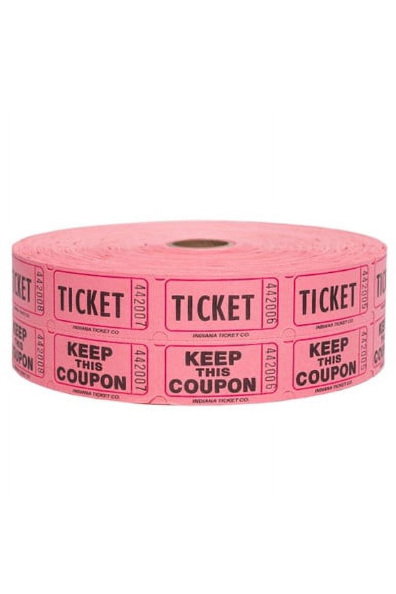 Double Roll Tickets - Pink - 50/50 Raffle Tickets - 2 Part