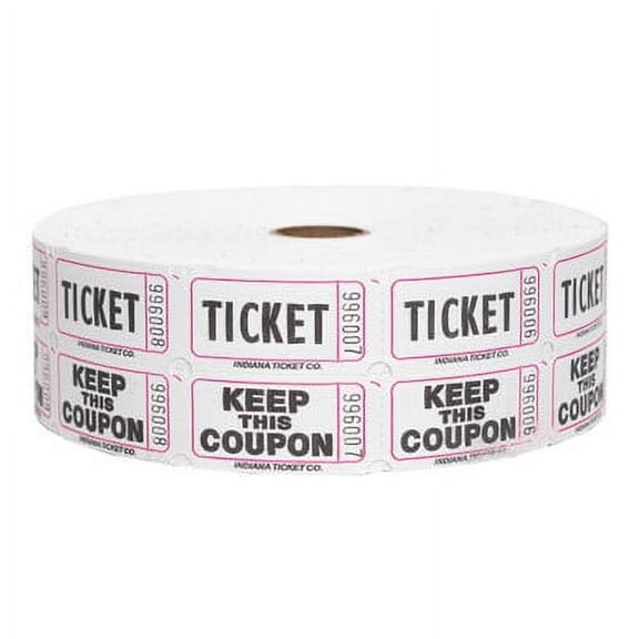 Indiana Ticket Company Double Roll Tickets, White