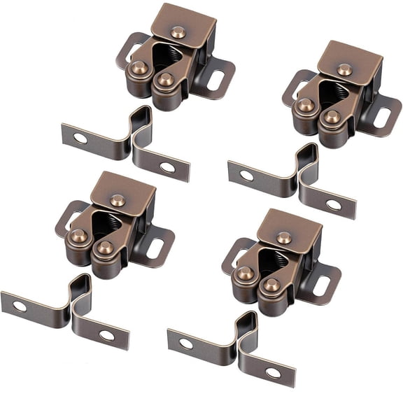 Double Roller Catch Cabinet Latch Hardware for Cupboard Closet Kitchen Cabinet Door Latches and RV Cabinets Closure Hardware and Catches for Cupboard and Closet Door Closing