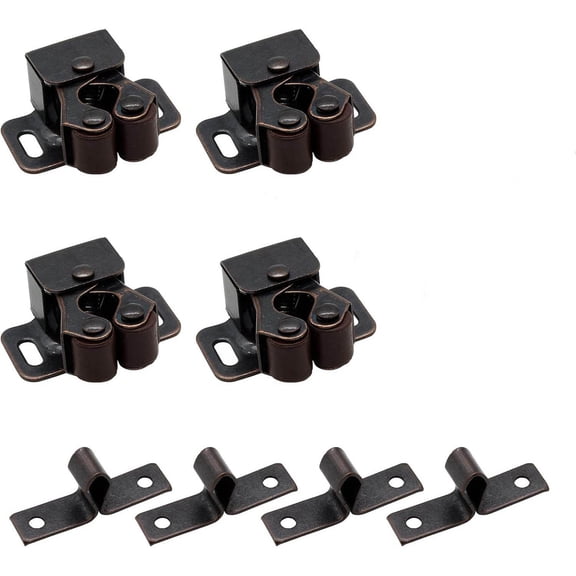 Double Roller Catch with Spear, Heavy Duty Cabinet Closet Doors Roller Catch Latch for Cabinet Cupboard Closet Doors (Bronze Tone)