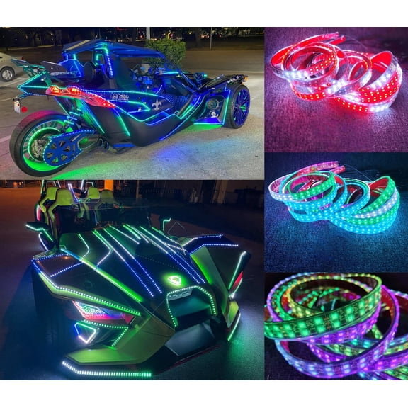 Tzvmny Wheel Lights Factory - RGB DREAM COLOR CHASING FLOW SERIES STROBE LED DOUBLE ROW 6.5FT x6PCS 78" BLUETOOTH APP +Remote Controllable