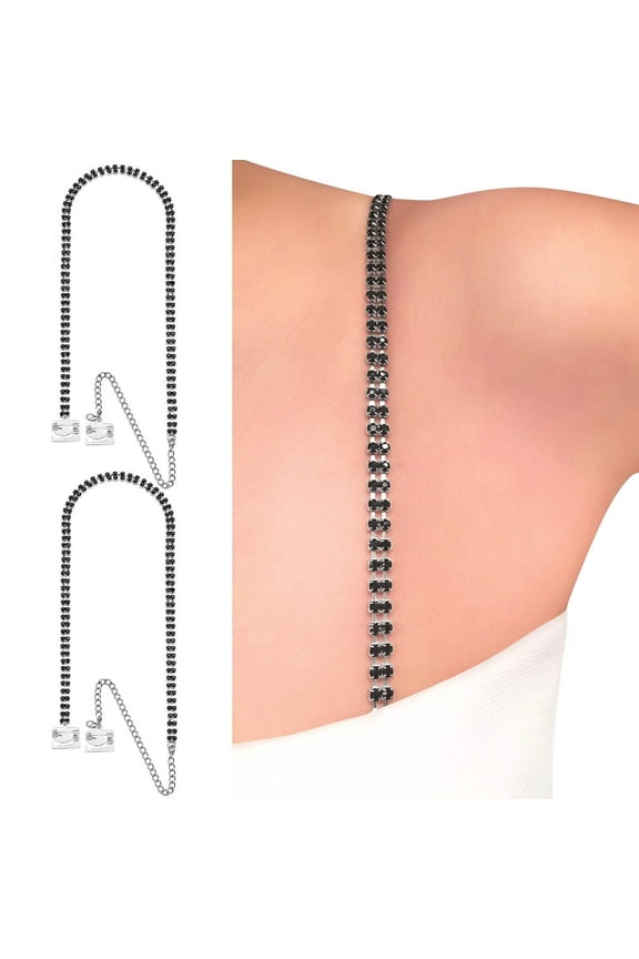 Double Row (Black) Rhinestone Dress Straps