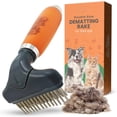 thumbnail image 1 of Double Row Dematting Rake Undercoat Deshedding Tool For Dogs And Cats  Dog Brush Shedding Long Hair Pet Mat Removal Detangling Control, 1 of 7