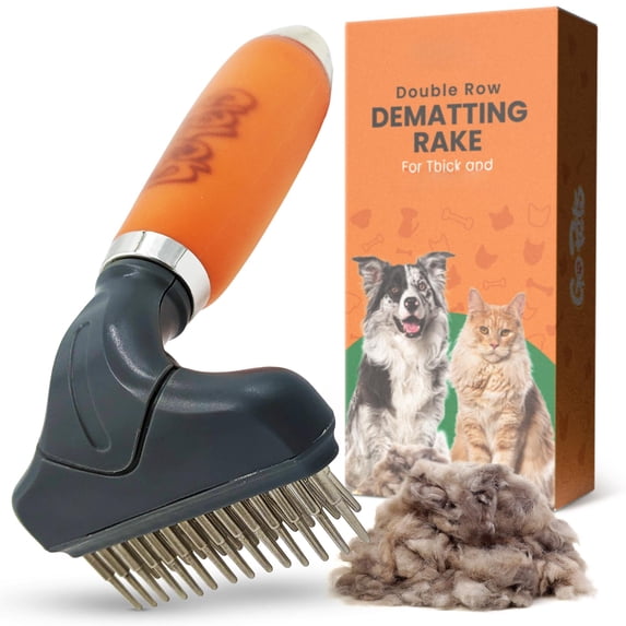 Double Row Dematting Rake Undercoat Deshedding Tool For Dogs And Cats Dog Brush Shedding Long Hair Pet Mat Removal Detangling Control