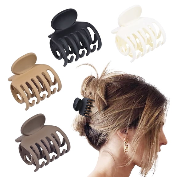 Double Row Teeth Hair Clips Set of 4 Matte Small Claw Clips for Thin Hair