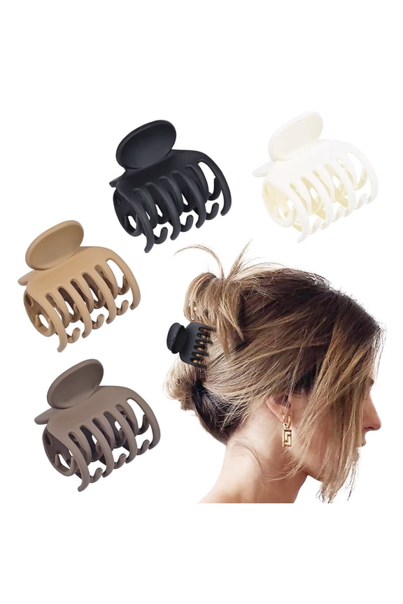 Double Row Teeth Hair Clips Set of 4 Matte Small Claw Clips for Thin Hair
