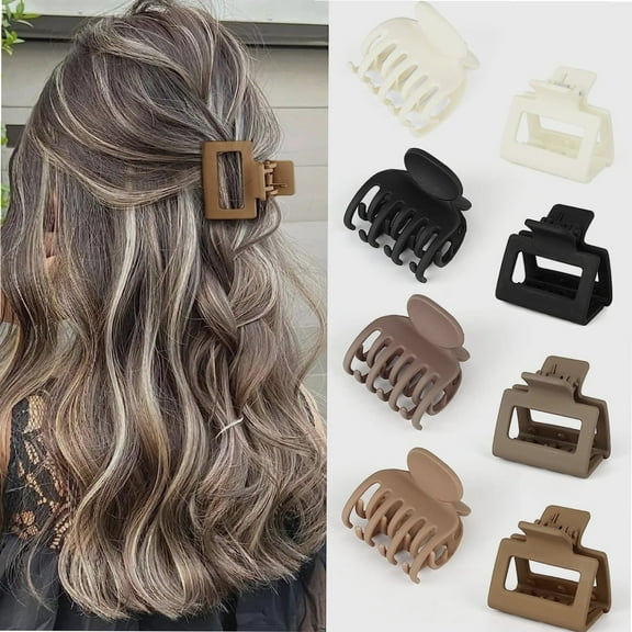 Double Row Teeth Hair Clips Small Claw Clips for Thin Hair 1.6" Medium Matte Non-slip Square Hair Claw Clips Hair Accessories for Women and Girls.