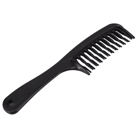 Double Row Tooth Detangler Hair Comb Handle Long Curly Wet Hair Black