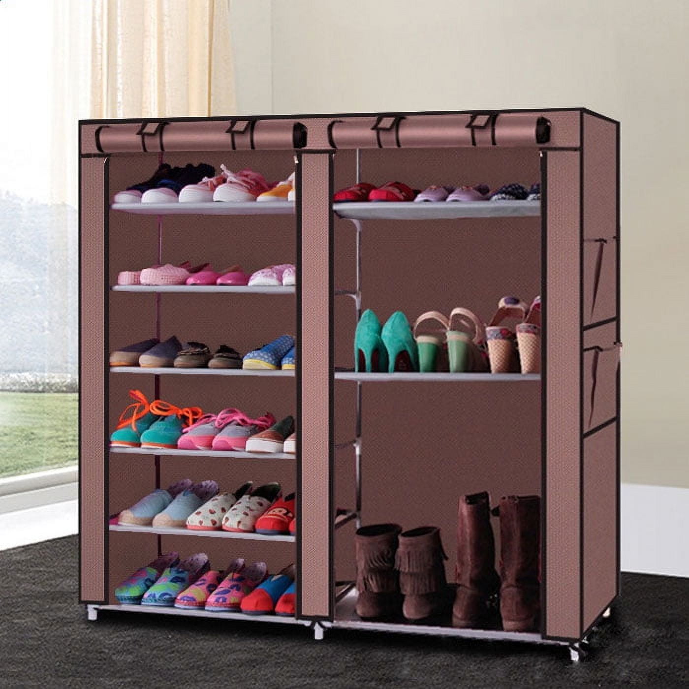 Double Rows 9 Lattices Combination Style Shoe Cabinet - Coffee - Compact Storage for Entryway, Closet & Home