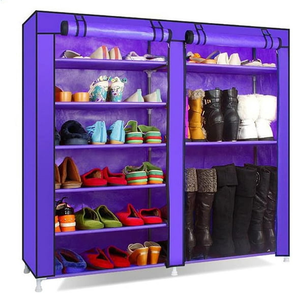 Double Rows 9 Lattices Combination Style Shoe Cabinet Purple