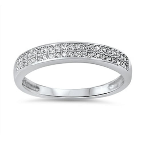 Double Rows Cubic Zirconia Ring Sterling Silver 925