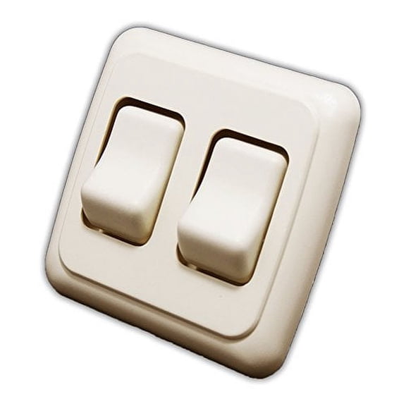 Double SPST On-Off Switch with Bezel, 12-Volt, for RV, Trailer, Camper (Almond)