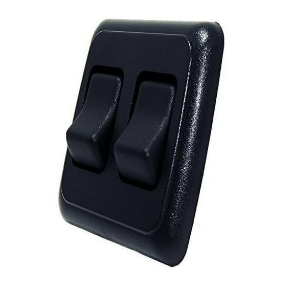 Double SPST On-Off Switch with Bezel, 12-Volt, for RV, Trailer, Camper (Black)