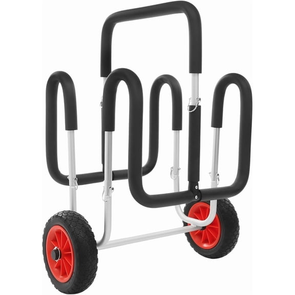Double SUP & Kayak Transport Cart with Airless Wheels, 176Lbs Load Capacity Stand Up Paddle Board Carrier Trolley, Freestanding Storage Rack for 2 Boards, for Garage Boathouse Dock