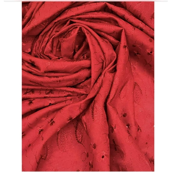 Double Scalloped Finished Edge Eyelet Lace with Floral Satin Stitched Accents, 43"-44" Wide, Fabric by the 5 Yard, 10 Yard, 15 Yard and 20 Yard Increment. All Colors