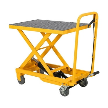 Double Scissor Hydraulic Lift Table Cart, 500lbs Capacity 48" Lifting Height, Lift Table with 4 Wheels and Non-Slip Pad, Elevating Hydraulic Cart for Material Handling and Transportation