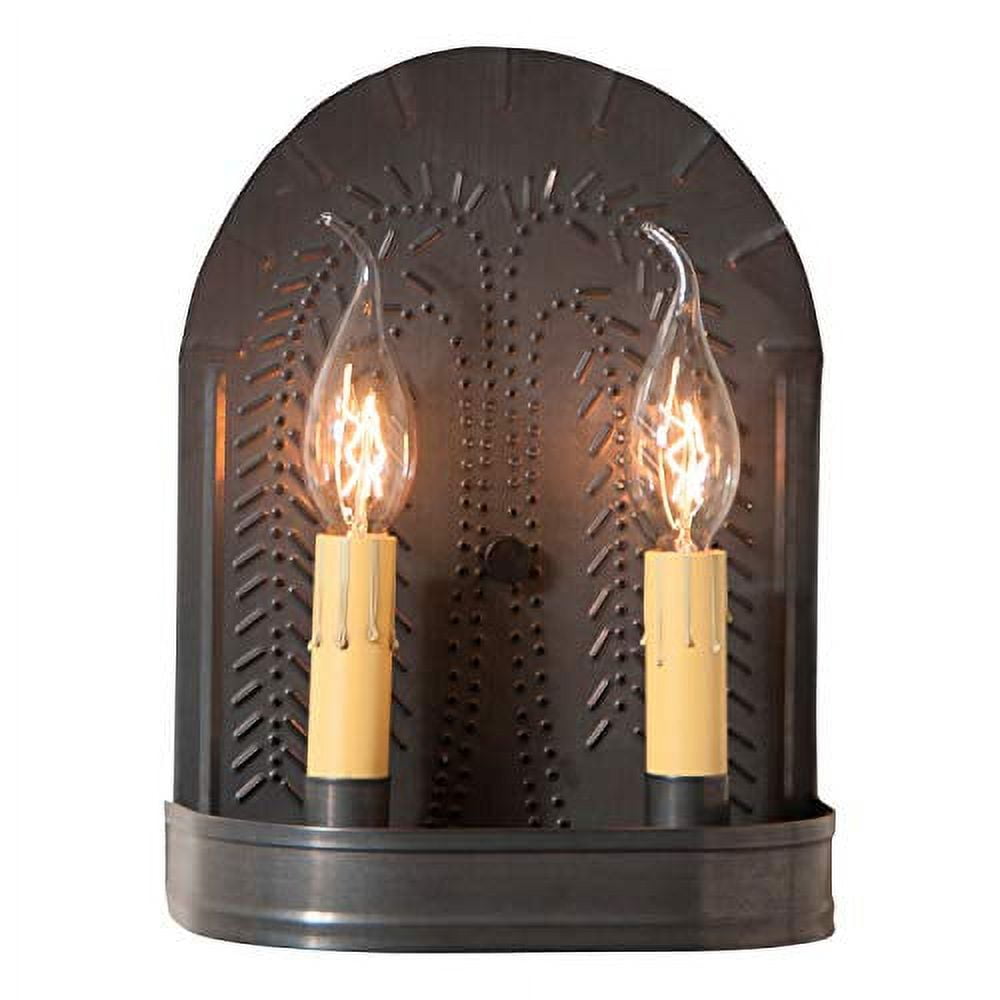 Textured Black Metal Double Sconce with Candle Bulbs