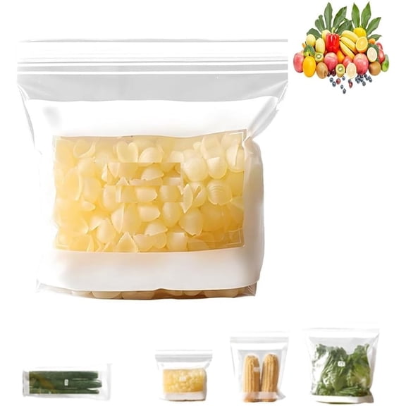 Double Seal Reusable Food Storage Bags  Food Grade Produce Bags for Fruit, Veggies & Meat,for Kitchen Fridge(Small-25PCS)L