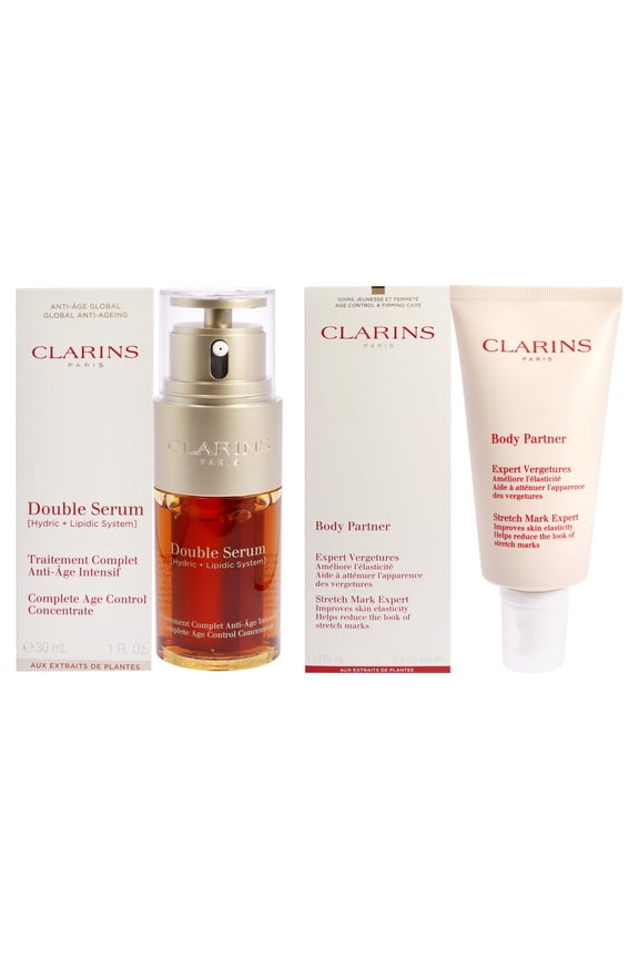 Double Serum Complete Age Control Concentrate and Body Partner Stretch Mark Expert Kit , 2 Pc Kit 1oz Serum, 5.8oz Body Lotion