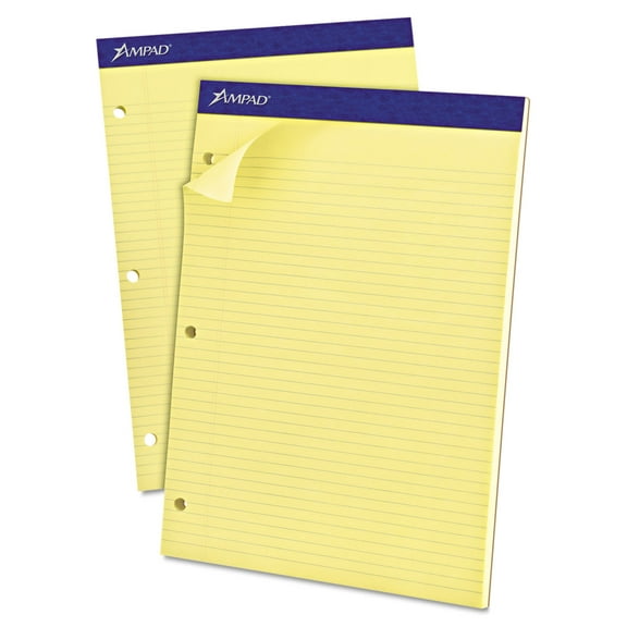 Double Sheet Pads, Narrow Rule, 100 Canary-Yellow 8.5 X 11.75 Sheets | Bundle of 5 Pads
