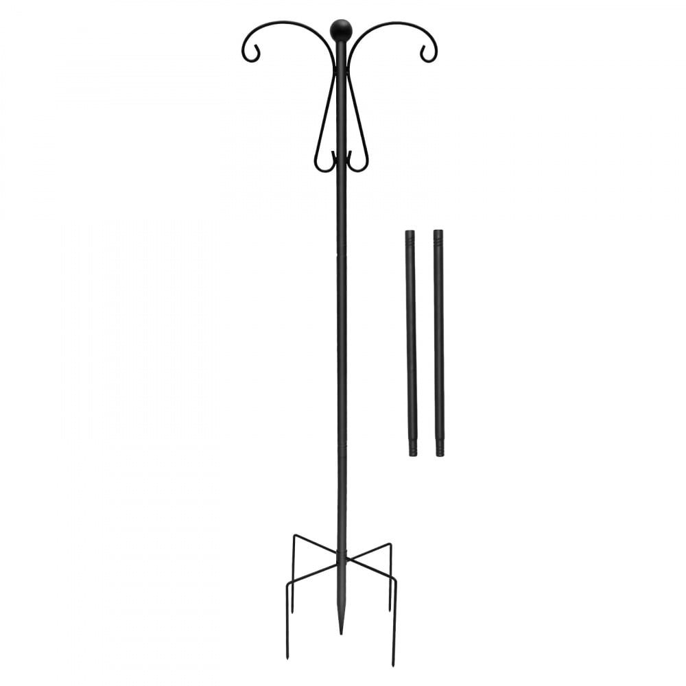 Double Shepherd Hooks 80-176cm Adjustable Outdoor Plant Hook Inserting Garden Decor Lawn Solar Lights Bird Feeders Hook