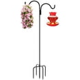 thumbnail image 1 of Double Shepherds Hook for Outdoor, 60 Inch Bird Feeder Pole with 5 Prongs Base, 5/8 Inch Thick Heavy Duty Adjustable Garden Hook for Hanging Plant, Lantern, Hummingbird Feeder, 1 Pack, 1 of 5