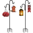 thumbnail image 1 of Double Shepherds Hooks for Outdoor, Bird Feeder Pole with 5 Prongs Base, Heavy Duty Garden Hook for Lantern, Wind Chime and Hummingbird Feeder, 62 Inch, 2 Pack, 1 of 8