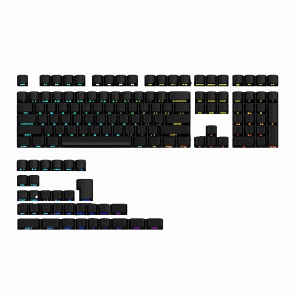 Double Shot PBT Keycaps With Side Printed Legends and Shine Through for Mechanical Keyboards Cherry Profile 140 Keys