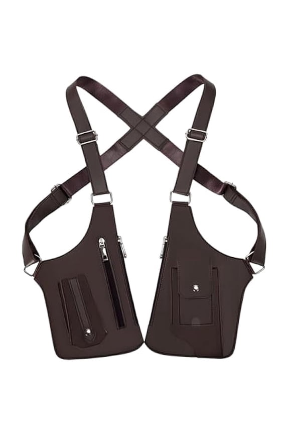 Double Shoulder Armpit Bag for Men, Anti-Theft Underarm Shoulder Holster Bag with Adjustable Strap, Hidden Phone Wallet Pocket for Travel & Daily Commute (Dark Brown)